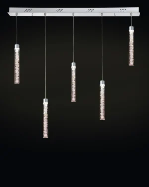 Crackle 5Lt Bar Pendant Chrome