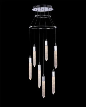 Shard 7Lt Round Pendant Chrome